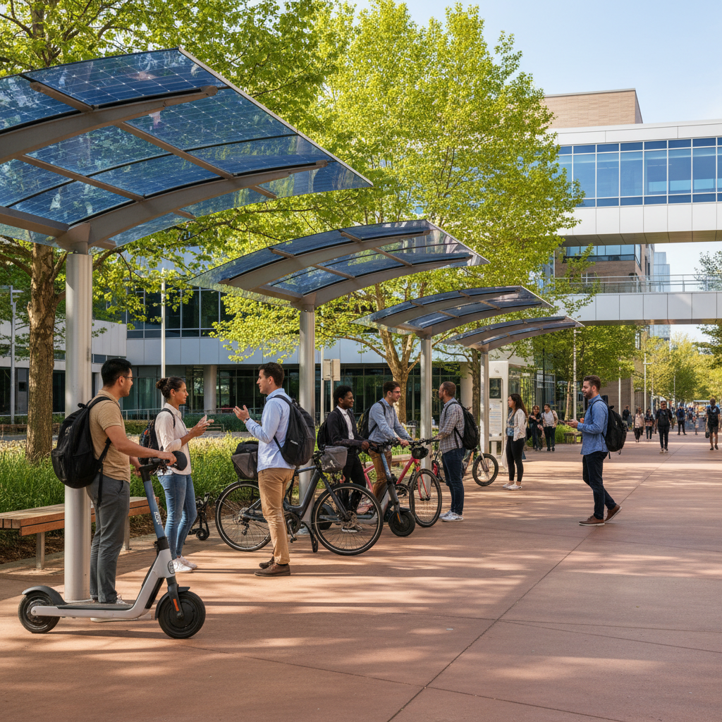 เทรนด์ EV 2026: มหาลัยเตรียมผุดจุดชาร์จ E-Bike โซลาร์เซลล์ - solar-ebike-charging-station-trend