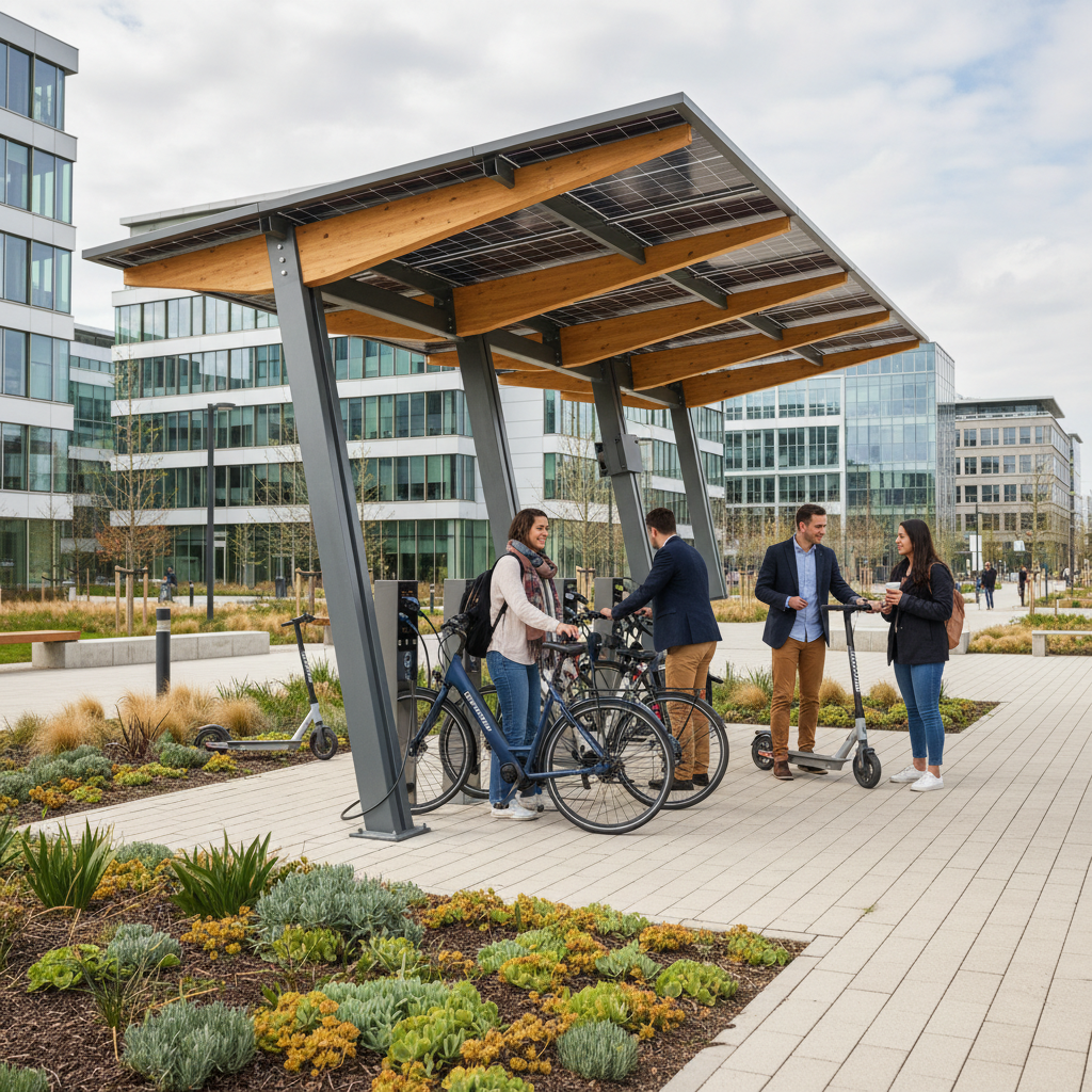 นวัตกรรม 2026! แท่นชาร์จ EV พลังงานแสงอาทิตย์สำหรับ E-Bike - solar-ev-charging-ebike-2026