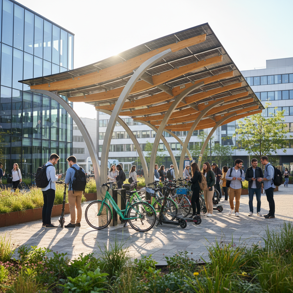 เทรนด์ EV 2026: จุดชาร์จ E-Bike พลังงานแสงอาทิตย์ - solar-ev-charging-ebike-trend