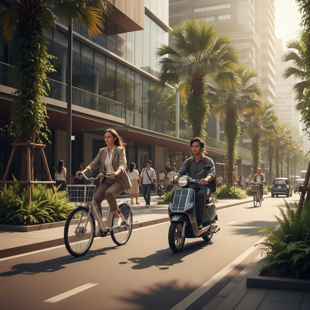 อนาคต EV 2026: นวัตกรรม E-Bike ชาร์จโซลาร์เซลล์ขณะขับขี่ - solar-powered-ebike-scooter-trend