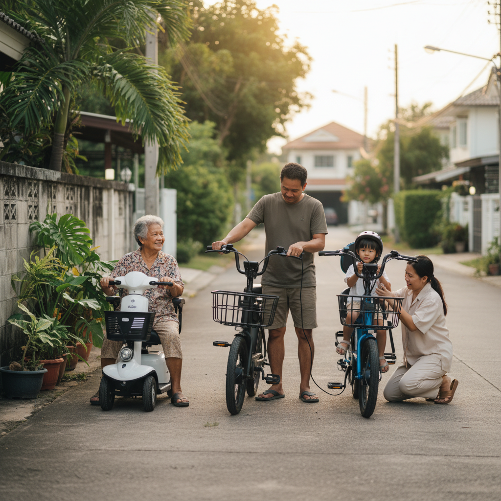 เทรนด์ 2026: ครอบครัวไทยแห่ใช้ E-Bike แทนรถ - thai-family-ebike-trend-2026