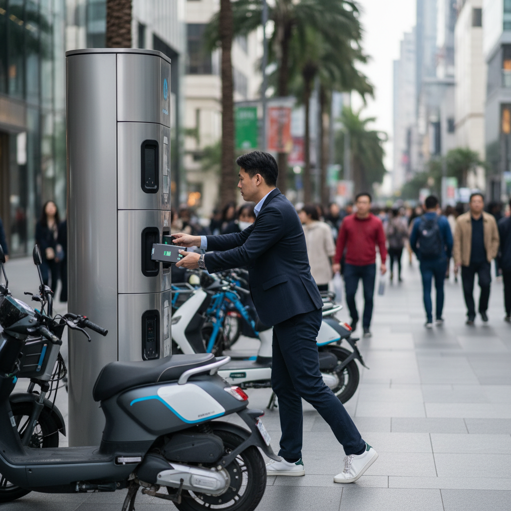อนาคต EV 2026: ตู้สลับแบตเตอรี่ E-Bike เปลี่ยนไวใน 1 นาที - battery-swapping-ebike-ev