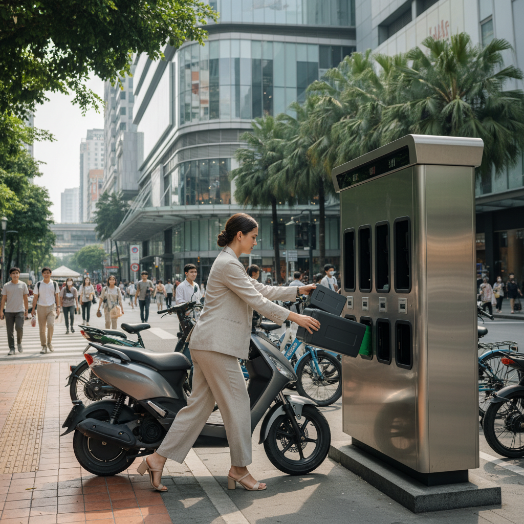 เทรนด์ 2026: ตู้สลับแบต E-Bike เปลี่ยนไวไม่ต้องรอชาร์จ - battery-swapping-ebike-trend-2026