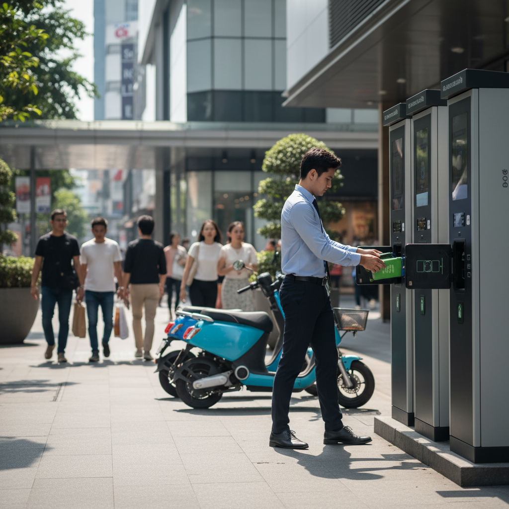 เทรนด์ EV 2026: สถานีสลับแบตเตอรี่ E-Bike ชาร์จไวไม่ต้องรอ - battery-swapping-station-ebike-2026