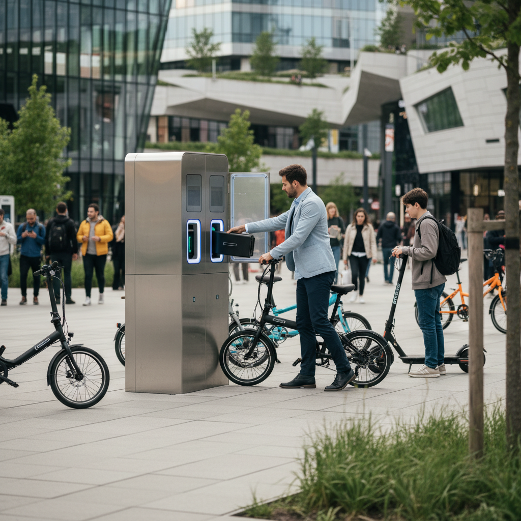 เทรนด์ 2026: สถานีสลับแบตเตอรี่ E-Bike เติมพลังใน 1 นาที - battery-swapping-station-ebike-trend