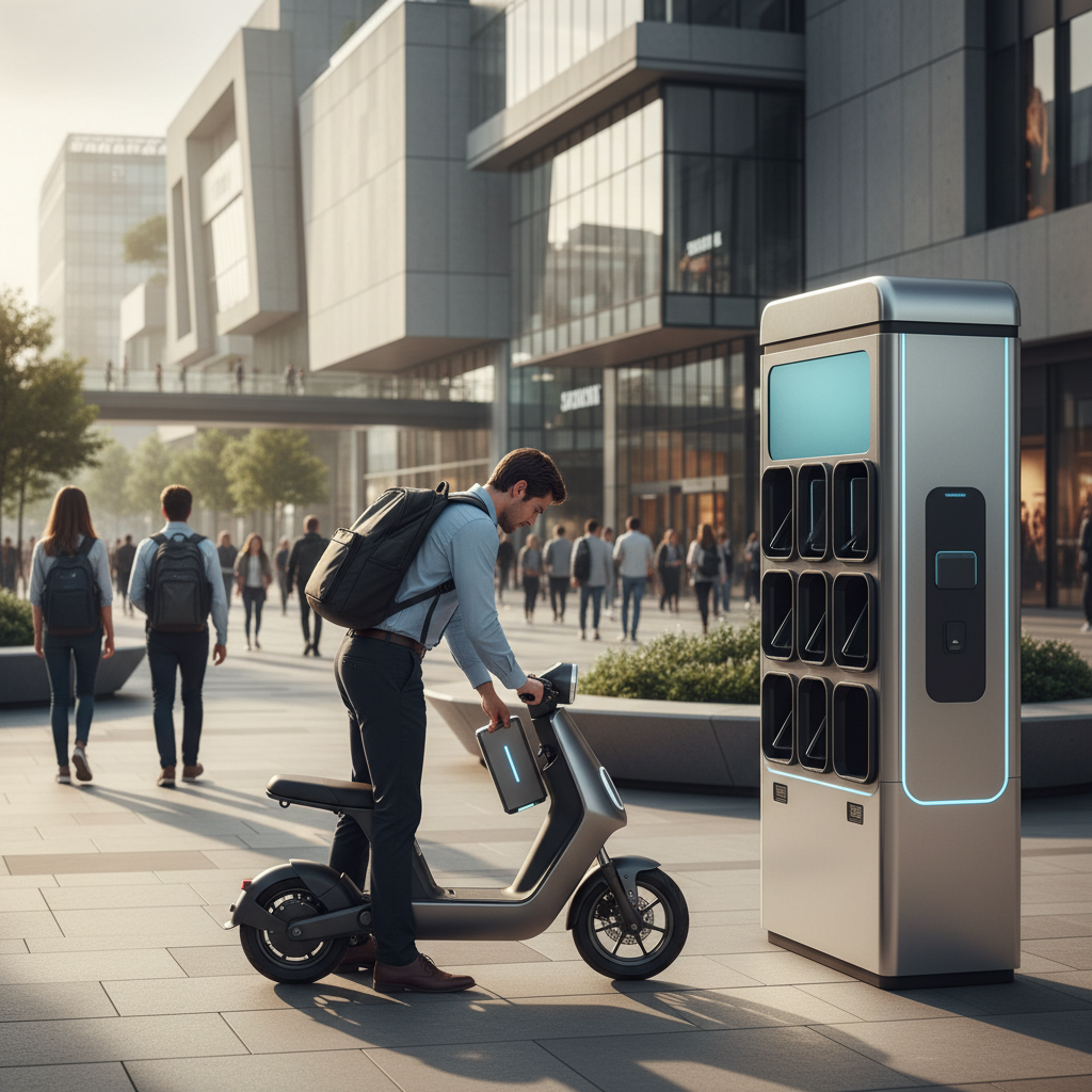 เทรนด์สกู๊ตเตอร์ 2026: นวัตกรรมแบตเตอรี่สลับได้ - e-scooter-swappable-battery-trend