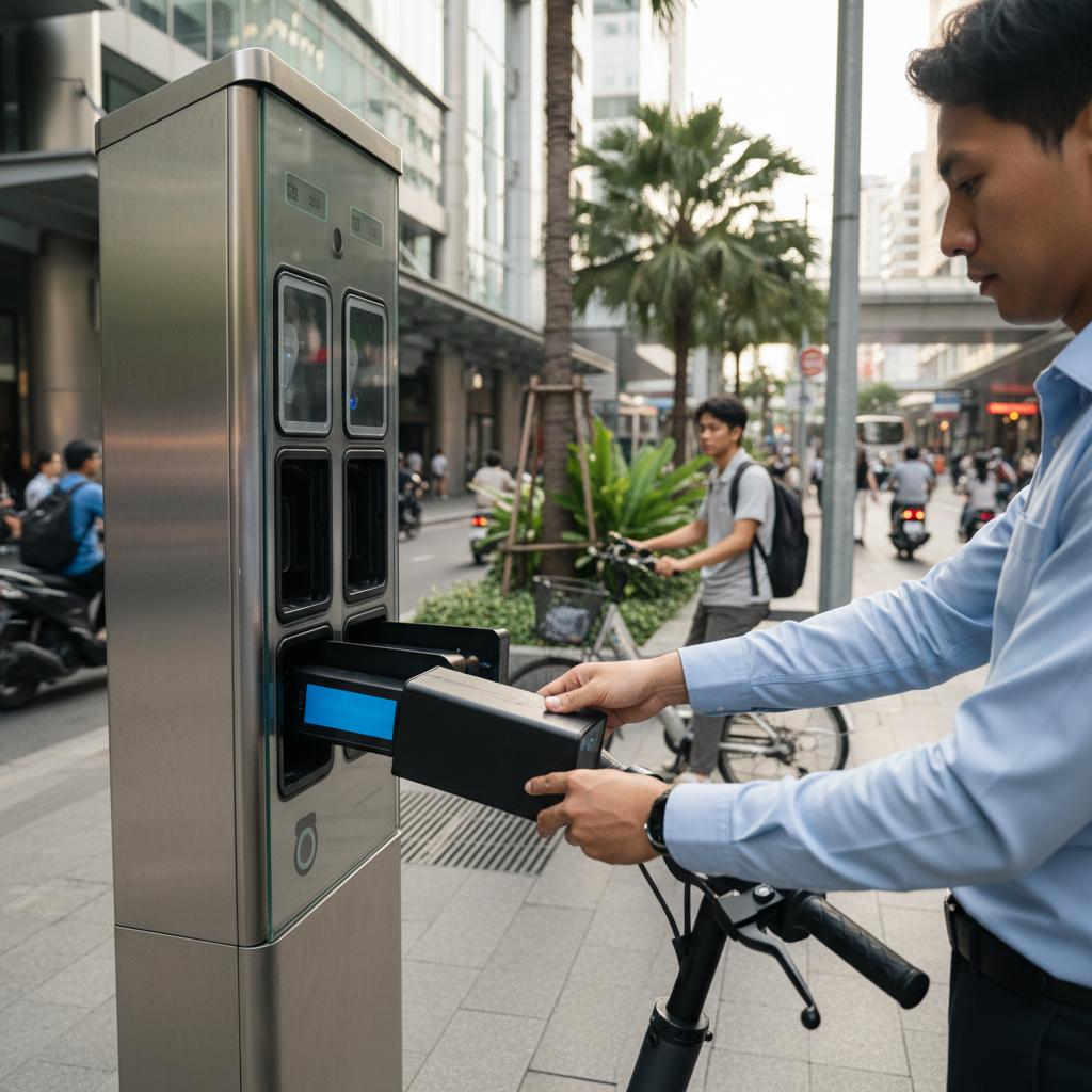 อนาคต EV ไทย! เทรนด์ตู้สลับแบตเตอรี่ E-Bike ไม่ต้องรอชาร์จ - ebike-battery-swap-station-trend