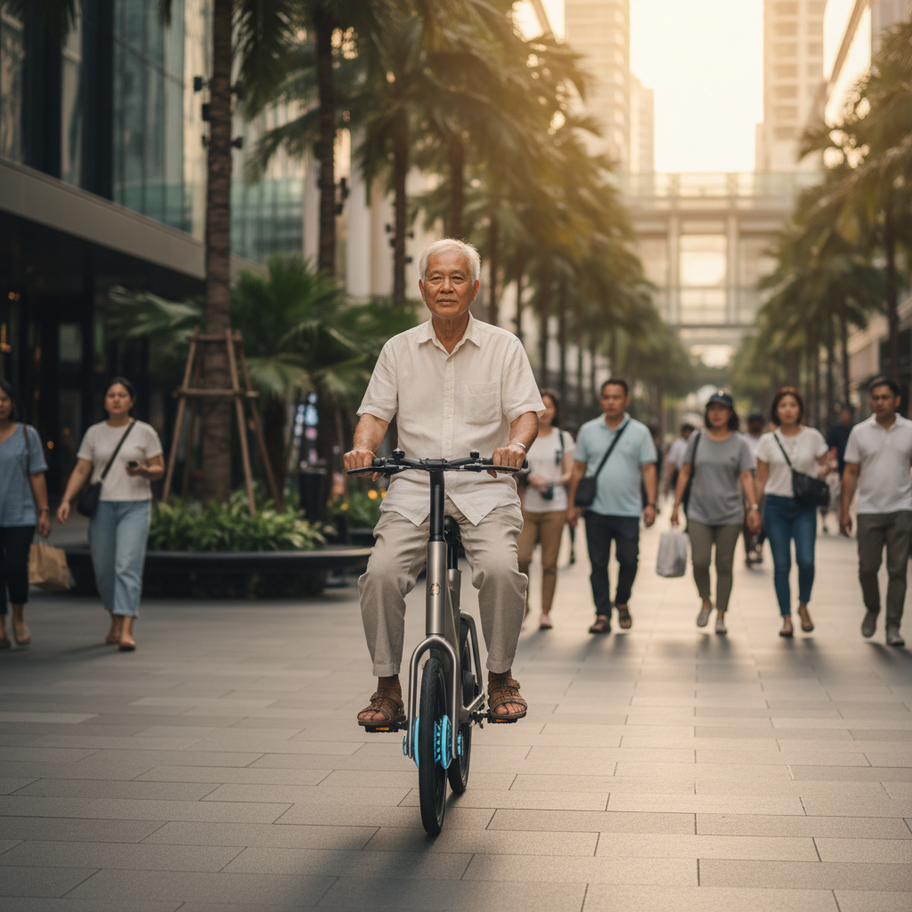 เทรนด์ EV วัยเก๋า 2027! นวัตกรรม E-Bike ทรงตัวอัตโนมัติ - elderly-ebike-safety-trend