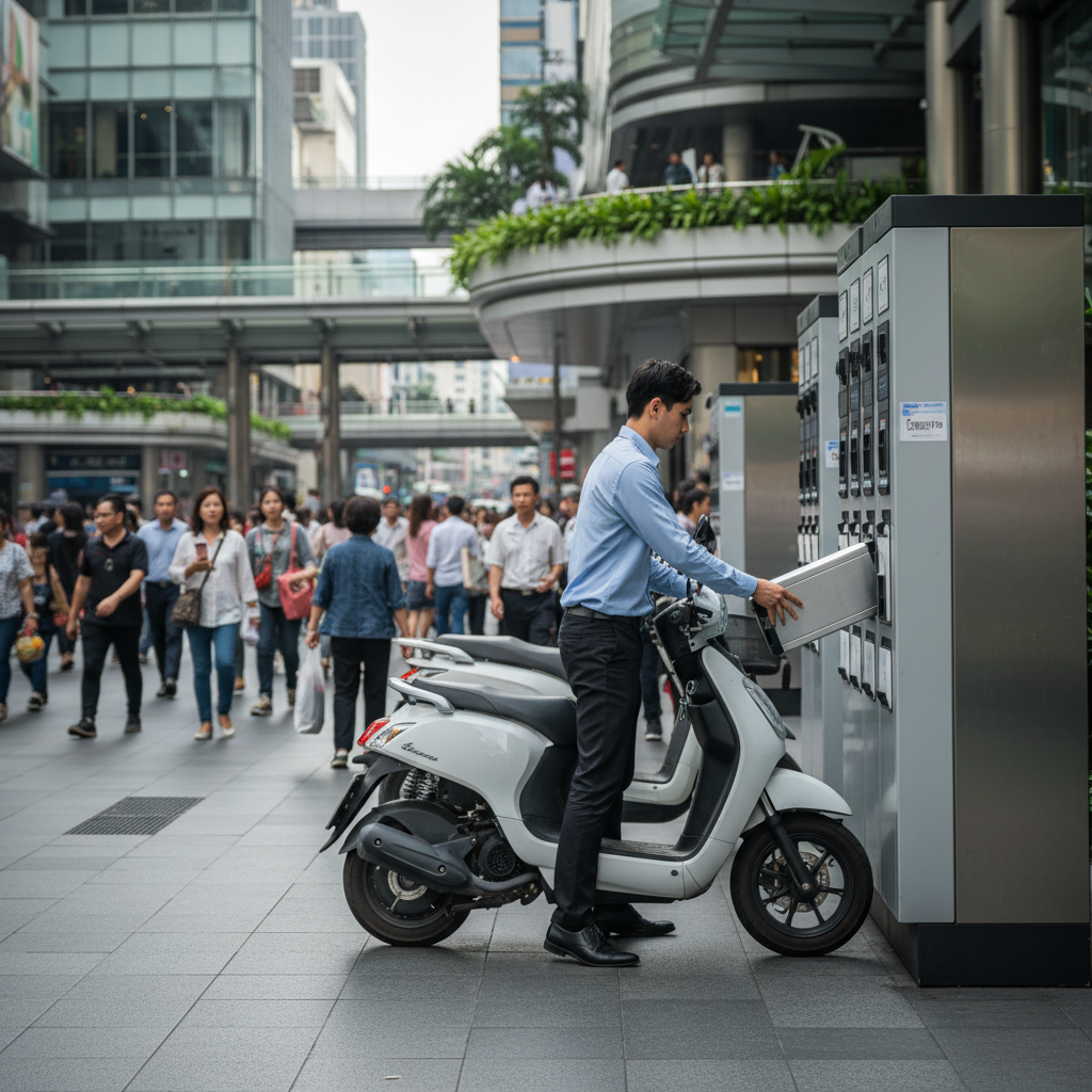 เทรนด์ EV 2026: สถานีสลับแบตเตอรี่ E-Bike เปลี่ยนไว 1 นาที - ev-battery-swapping-station-trend