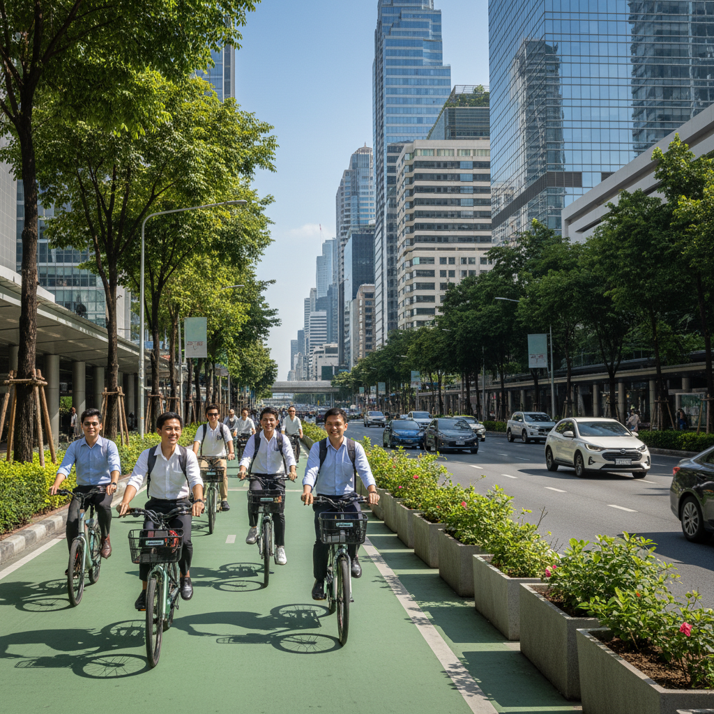 นโยบายเมือง EV 2026: ขยายเลนจักรยานไฟฟ้า ลดฝุ่น PM2.5 - ev-city-ebike-lane-2026