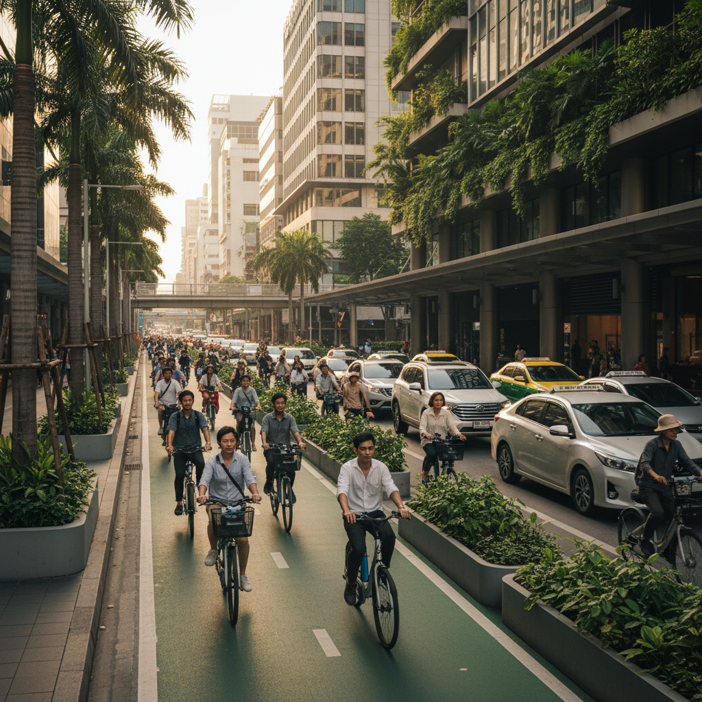 นโยบายเมืองอัจฉริยะ 2026: เลนพิเศษ E-Bike หนุนใช้ EV - smart-city-ebike-lane-2026