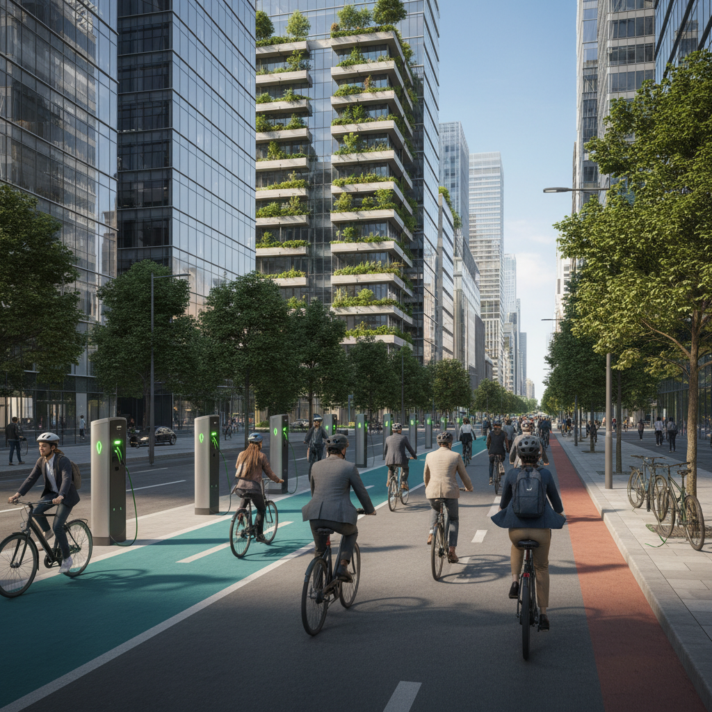 เทรนด์เมืองใหม่ 2026: ขยายเลน EV ดันยอดใช้ E-Bike พุ่ง - smart-city-ebike-lane-trend