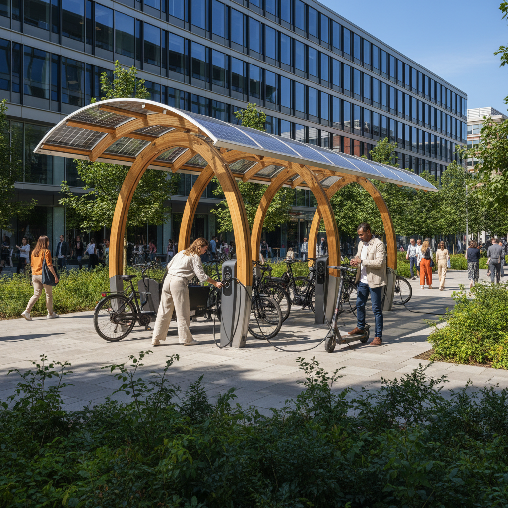 เทรนด์ EV 2026! จุดชาร์จพลังงานแสงอาทิตย์สำหรับ E-Bike - solar-charging-ebike-ev-trend