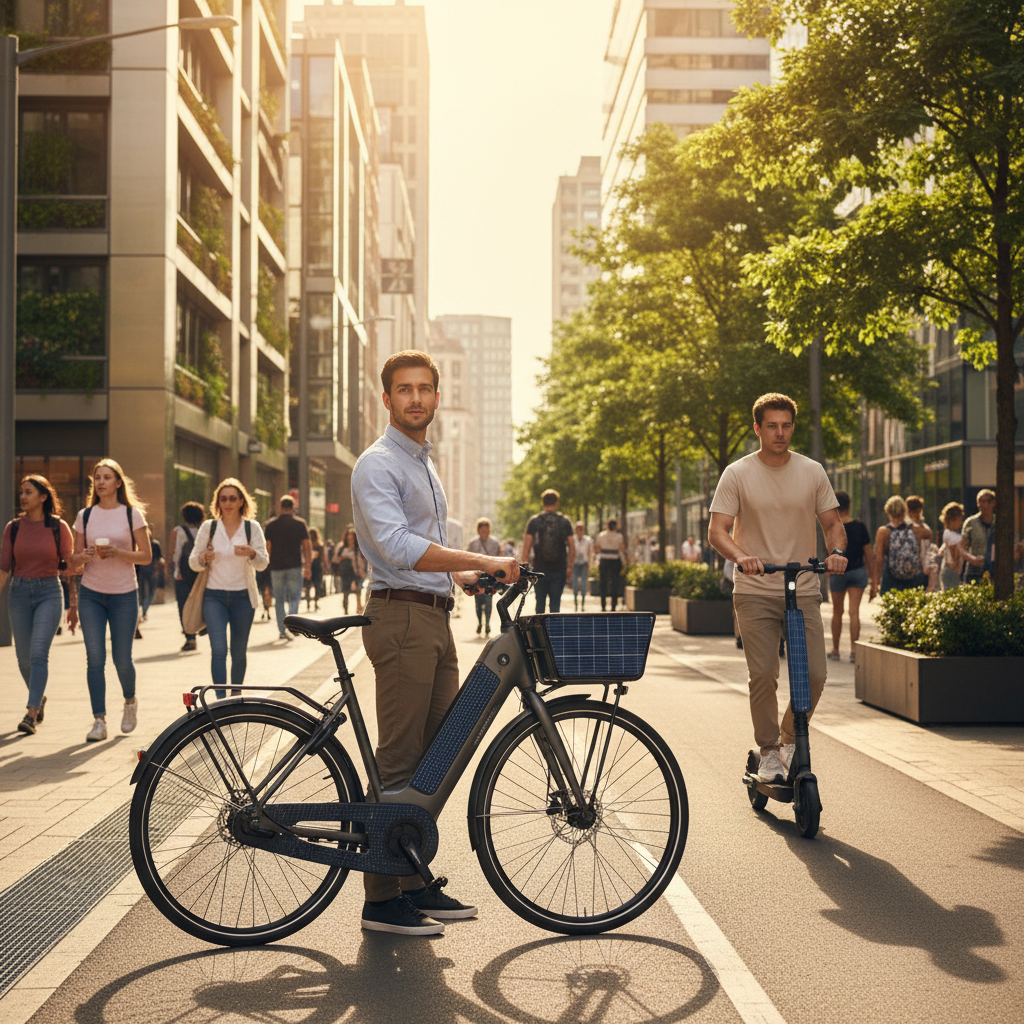 เจาะเทรนด์โลก 2026: E-Bike โซลาร์เซลล์ ชาร์จไฟอัตโนมัติ - solar-charging-ebike-global-trend
