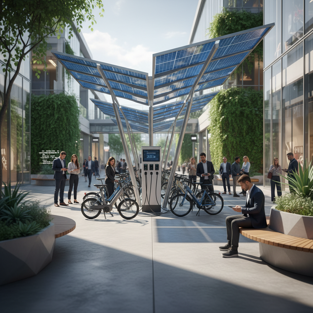 เทรนด์อนาคต! แท่นชาร์จพลังงานแสงอาทิตย์พลิกโฉม E-Bike - solar-charging-ebike-trend