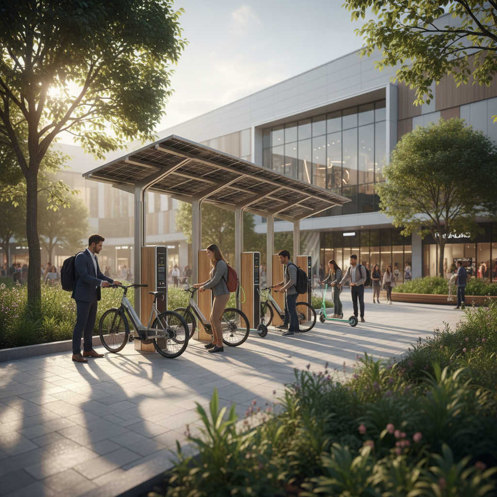 จับตาเทรนด์ 2026! สถานีชาร์จโซลาร์เซลล์ E-Bike พลังงานสะอาด - solar-charging-ebike-trend