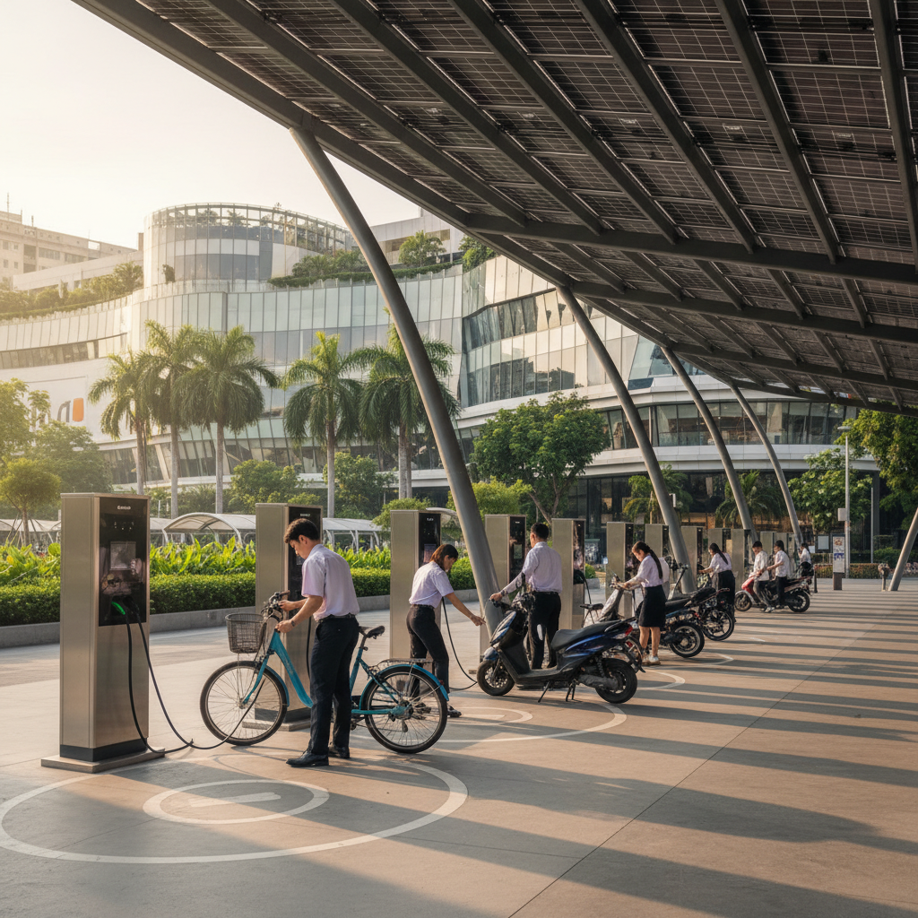 ครึ่งปีหลัง 26! เทรนด์สถานีชาร์จโซลาร์เซลล์บูมรับ E-Bike - solar-charging-ebike-trend-2026