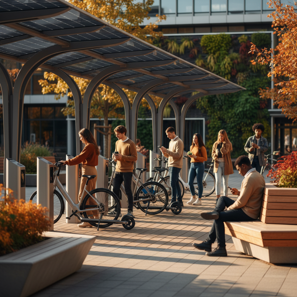 เทรนด์ปลายปี 2026: ผุดสถานีชาร์จ E-Bike โซลาร์เซลล์ - solar-charging-ebike-trend-2026