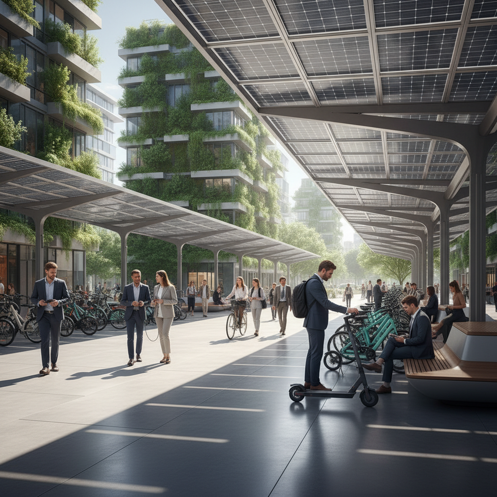 เทรนด์ EV 2026: ผุดจุดชาร์จโซลาร์เซลล์ E-Bike ทั่วเมือง - solar-charging-ebike-trend-2026