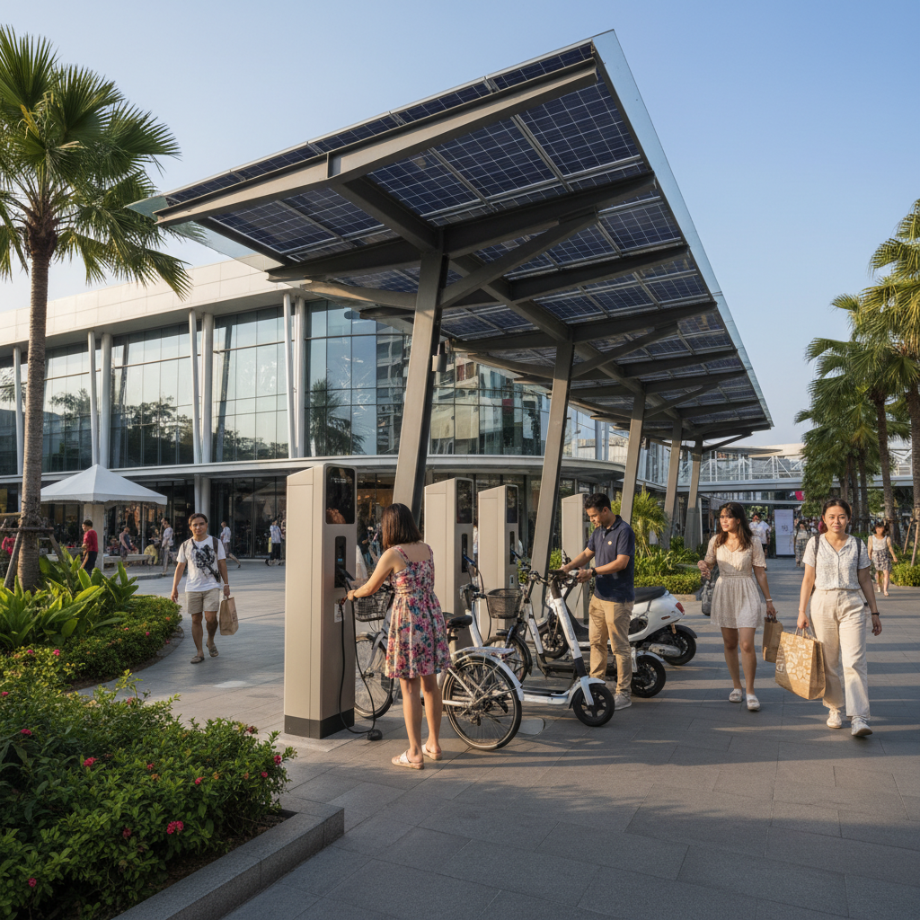 ข่าว EV 2026: เทรนด์จุดชาร์จ E-Bike พลังงานแสงอาทิตย์ - solar-charging-ebike-trend