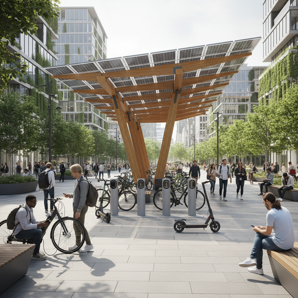ส่องเทรนด์ EV 2026: จุดชาร์จโซลาร์เซลล์หนุนใช้ E-Bike - solar-charging-ebike-trend