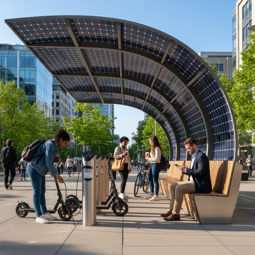 เทรนด์ EV 2026: จุดชาร์จโซลาร์เซลล์ E-Bike เติมพลังงานฟรี - solar-charging-ev-ebike-trend
