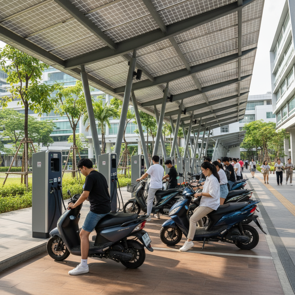เทรนด์ 2026: สถานีชาร์จ E-Bike โซลาร์เซลล์ - solar-ebike-charging-trend