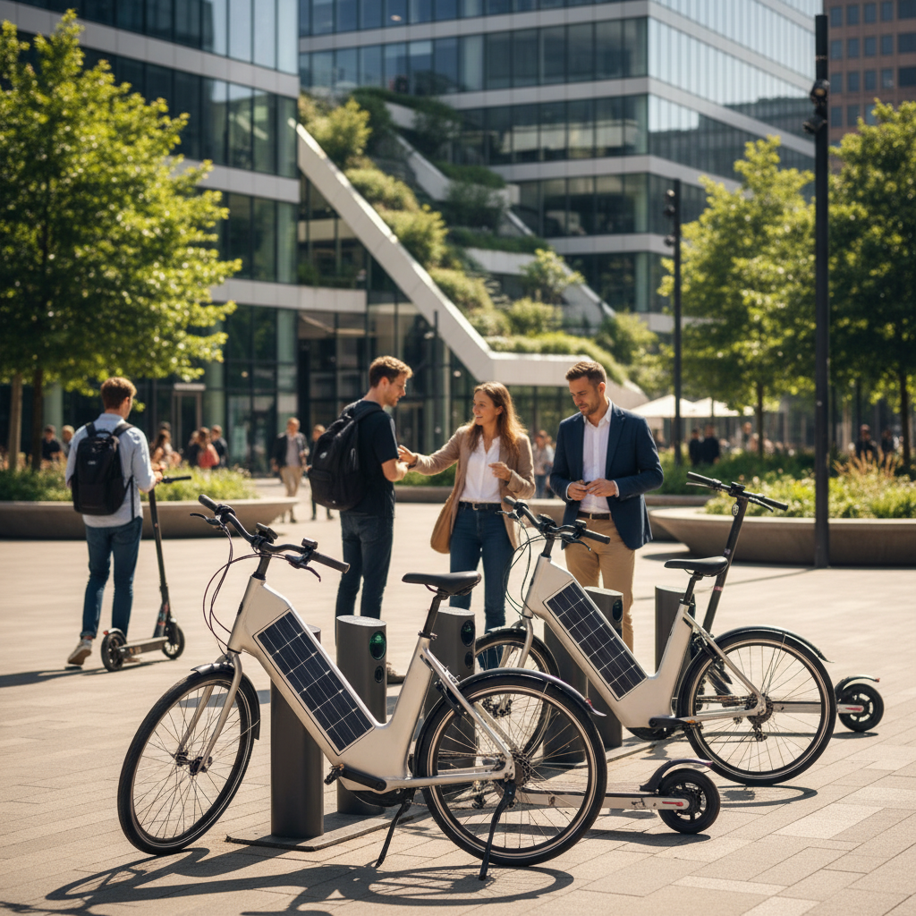 เทรนด์ 2027: E-Bike พลังงานแสงอาทิตย์ ชาร์จไฟอัตโนมัติ - solar-ebike-charging-trend-2027