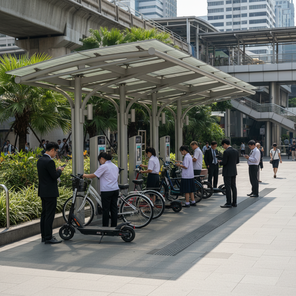 อนาคต EV ไทย 2026: รัฐจ่อผุดจุดชาร์จ E-Bike โซลาร์เซลล์ - thai-ev-solar-charging-trend