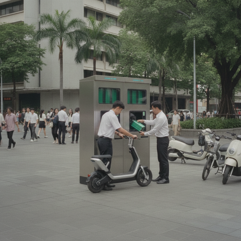 เทรนด์ EV 2027: สถานีสลับแบตฯ E-Bike เปลี่ยนไวใน 1 นาที - 2027-ebike-battery-swap-trend