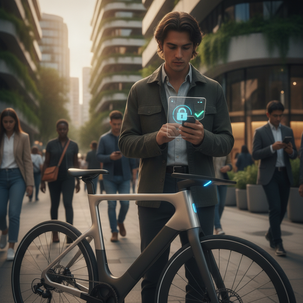 เทรนด์ 2027: AI ป้องกันขโมยบน E-Bike สั่งล็อกรถผ่านแอป - ai-smart-security-ebike-2027