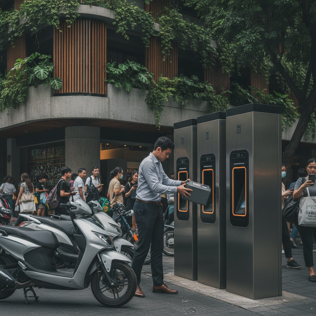 ตู้สลับแบตเตอรี่ 2027: จุดเปลี่ยนวงการ E-Bike ไทย - battery-swap-ebike-2027