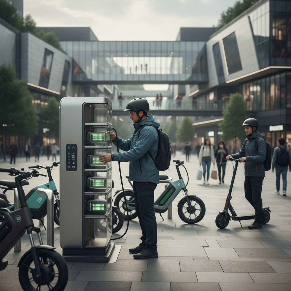 นวัตกรรม EV 2027! ตู้สลับแบตเตอรี่ E-Bike เปลี่ยนไวไม่ต้องรอ - battery-swapping-station-ebike-ev