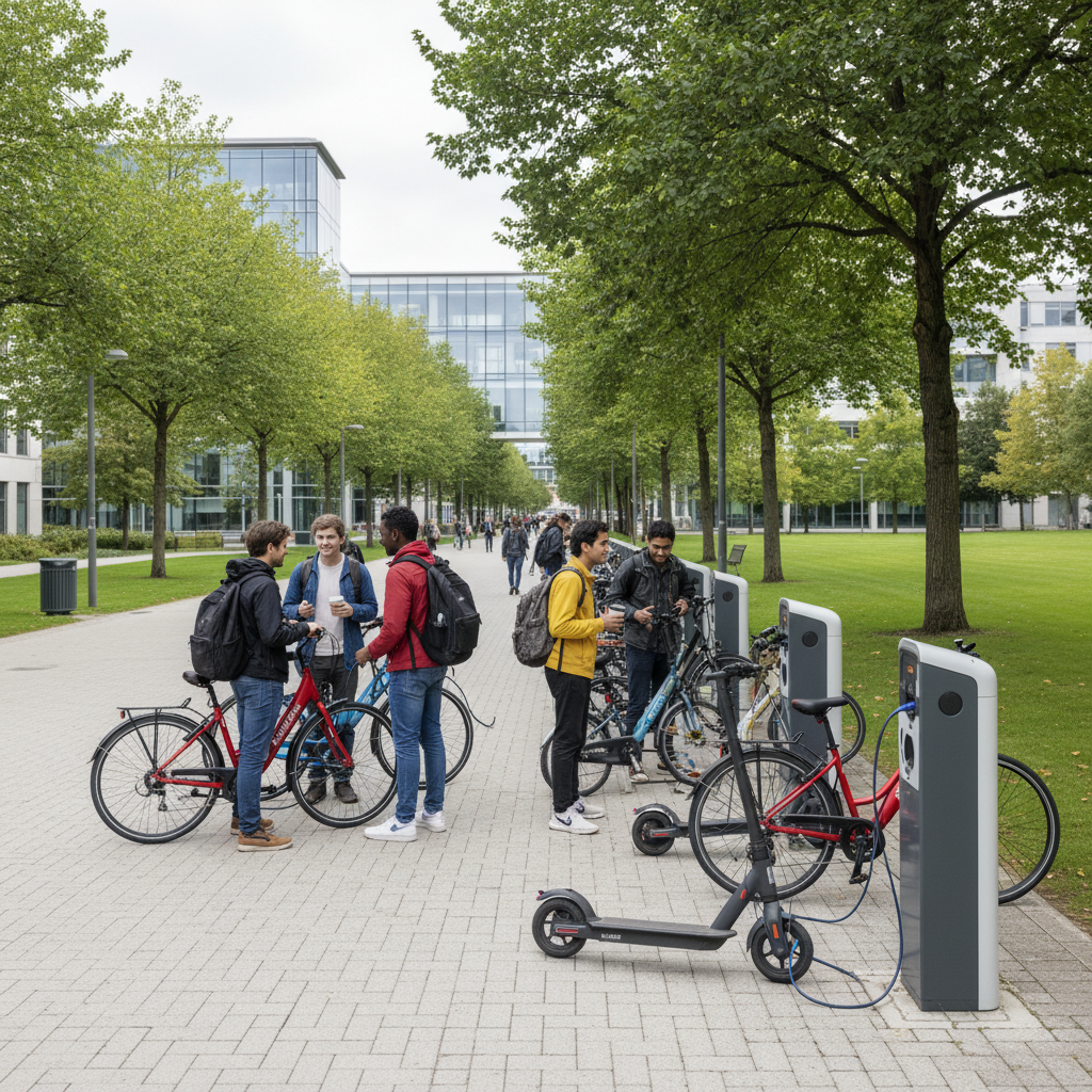 จับตาเทรนด์จุดชาร์จ E-Bike ทั่วมหา'ลัยรับปี 2027 - campus-ev-charging-ebike-2027