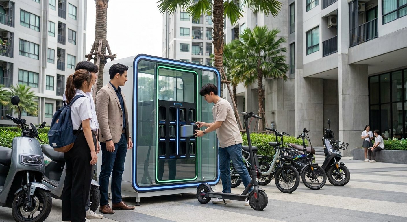 เทรนด์ 2027: ตู้สลับแบต E-Bike ตามคอนโด หมดปัญหารอชาร์จไฟ