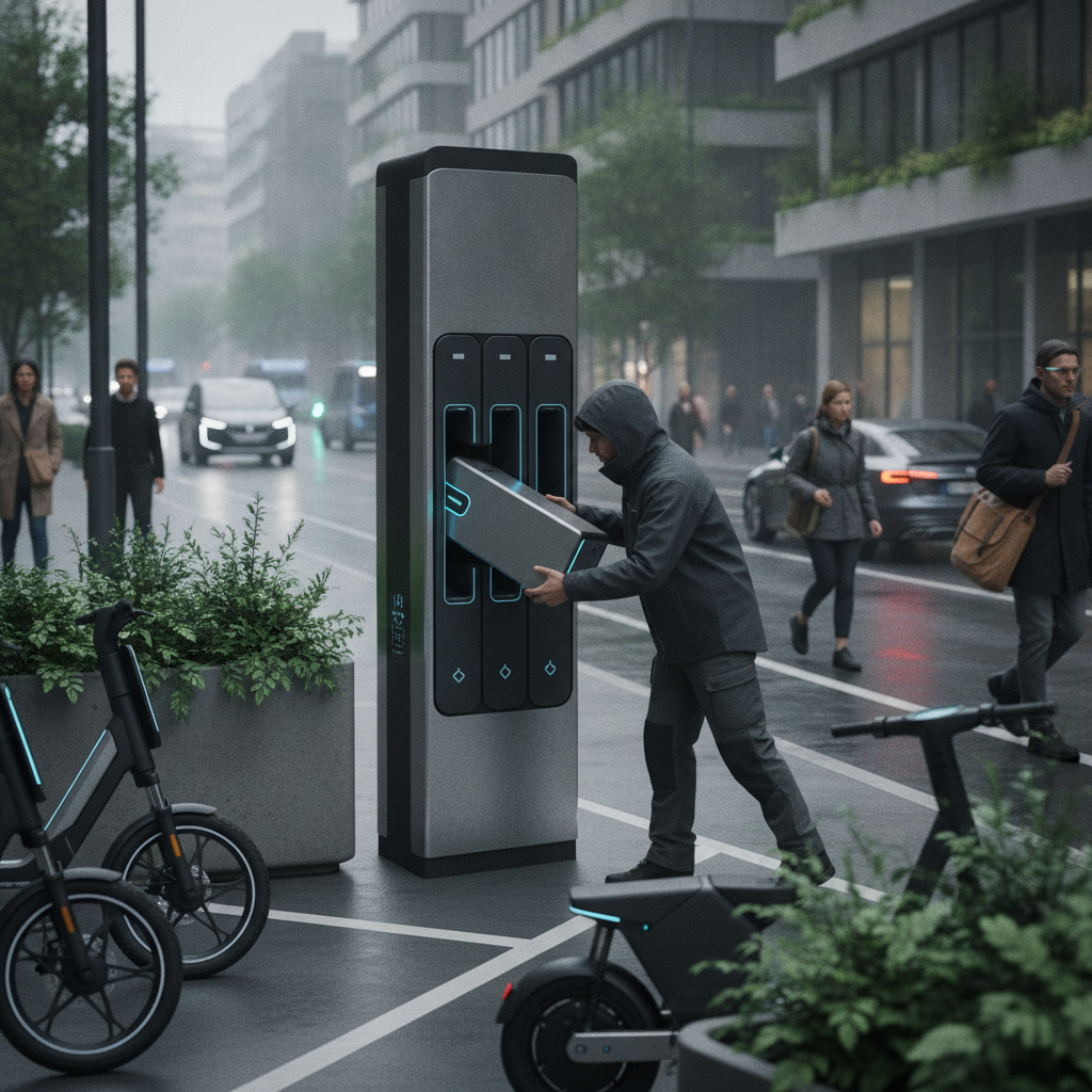 เทรนด์ 2027: ตู้สลับแบต E-Bike ตามจุดจอด สลับปุ๊บวิ่งต่อปั๊บ - ebike-battery-swap-trend-2027