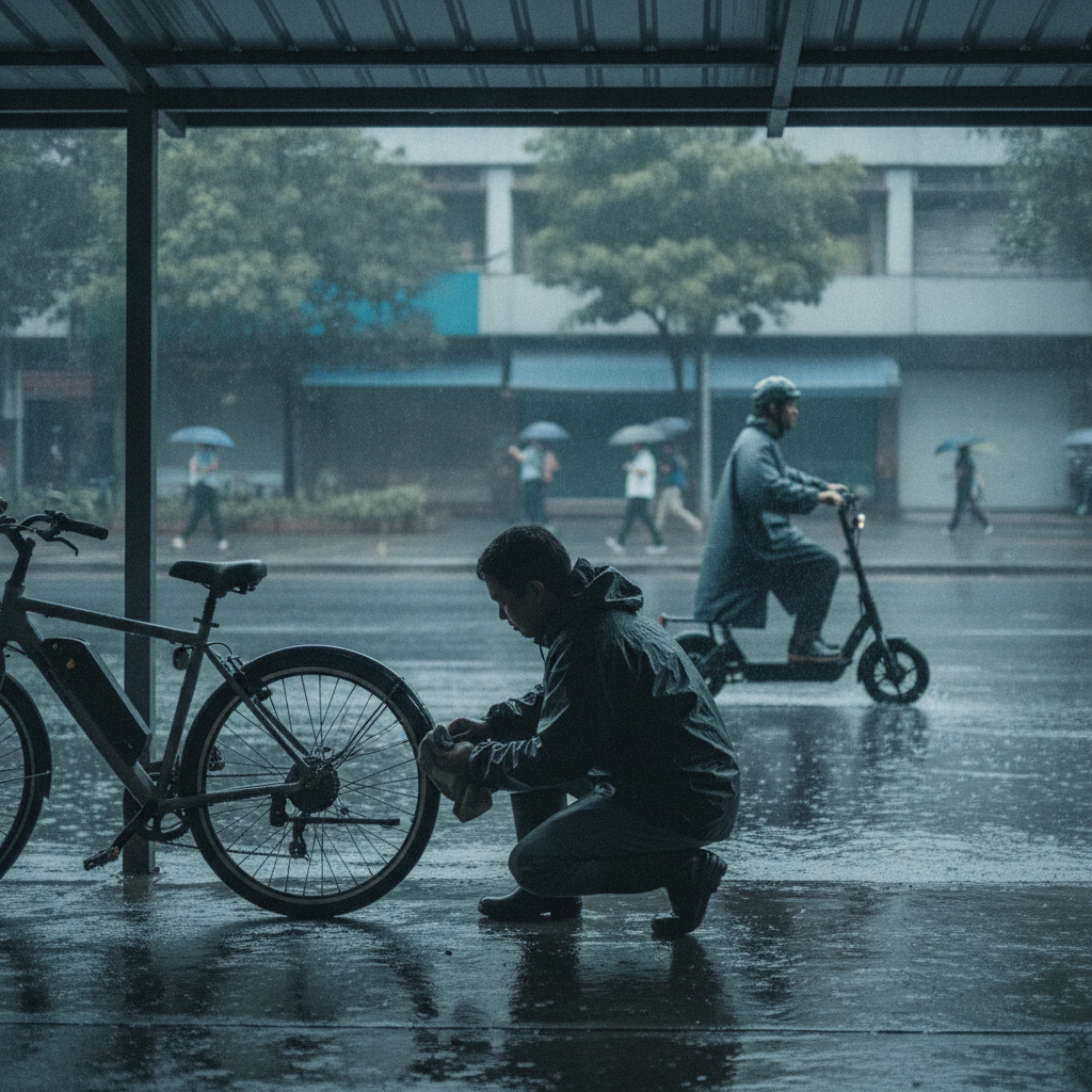 วิธีดูแล E-Bike หน้าฝน ขับลุยน้ำอย่างไรให้มอเตอร์ไม่พัง - ebike-rain-maintenance-guide