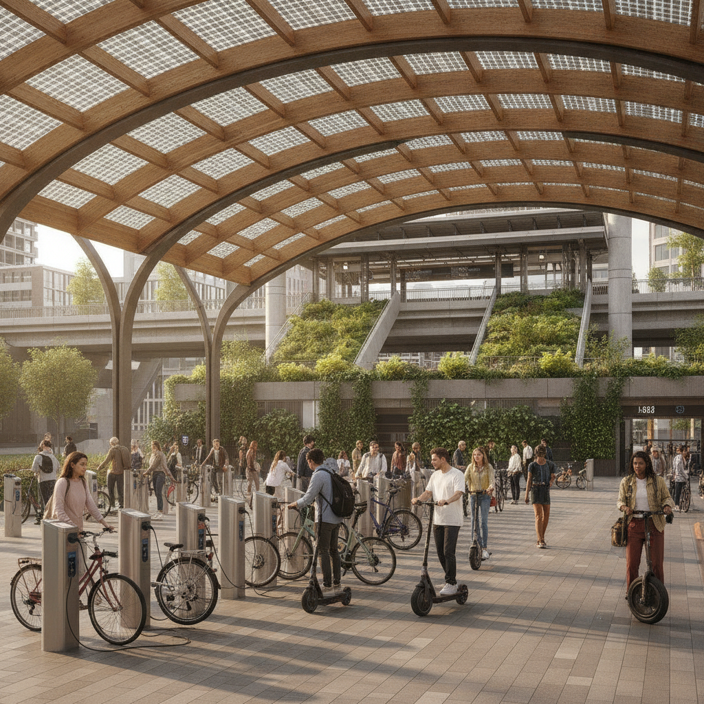เทรนด์ 2027: จุดจอดชาร์จ E-Bike โซลาร์เซลล์ ประหยัดไฟ 100% - ebike-solar-charging-trend