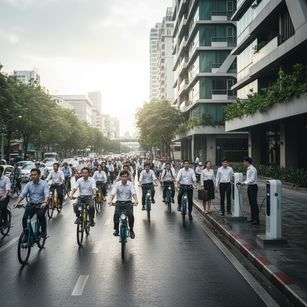 เทรนด์ EV ปลายปี 2026! วัยทำงานแห่ใช้ E-Bike หนีน้ำมันแพง - ebike-trend-workers-2026