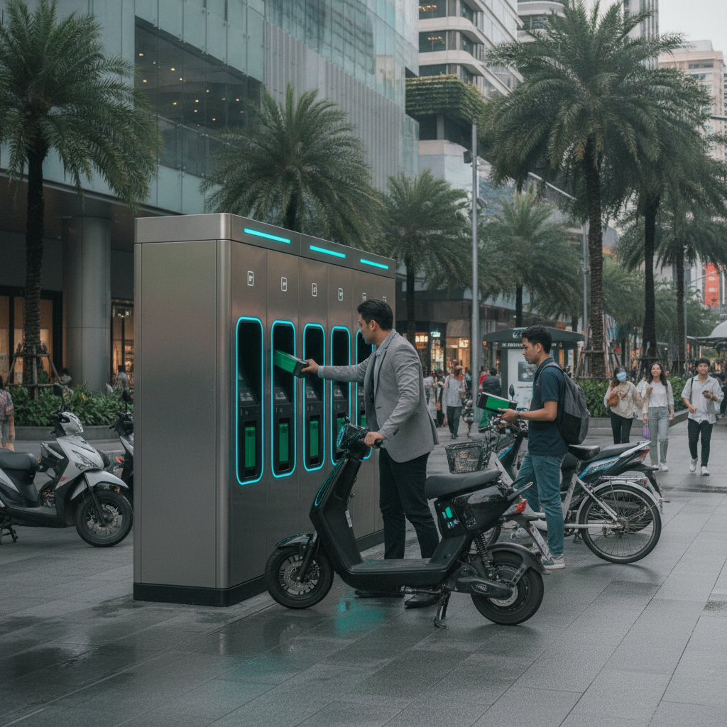 อนาคต EV 2027! ตู้สลับแบตเตอรี่ E-Bike ชาร์จไวไม่ต้องรอ - ev-battery-swapping-trend