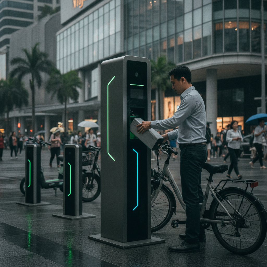 อนาคต E-Bike 2026: เทรนด์ตู้สลับแบตเตอรี่ชาร์จเต็มใน 1 นาที - future-ebike-battery-swap-2026