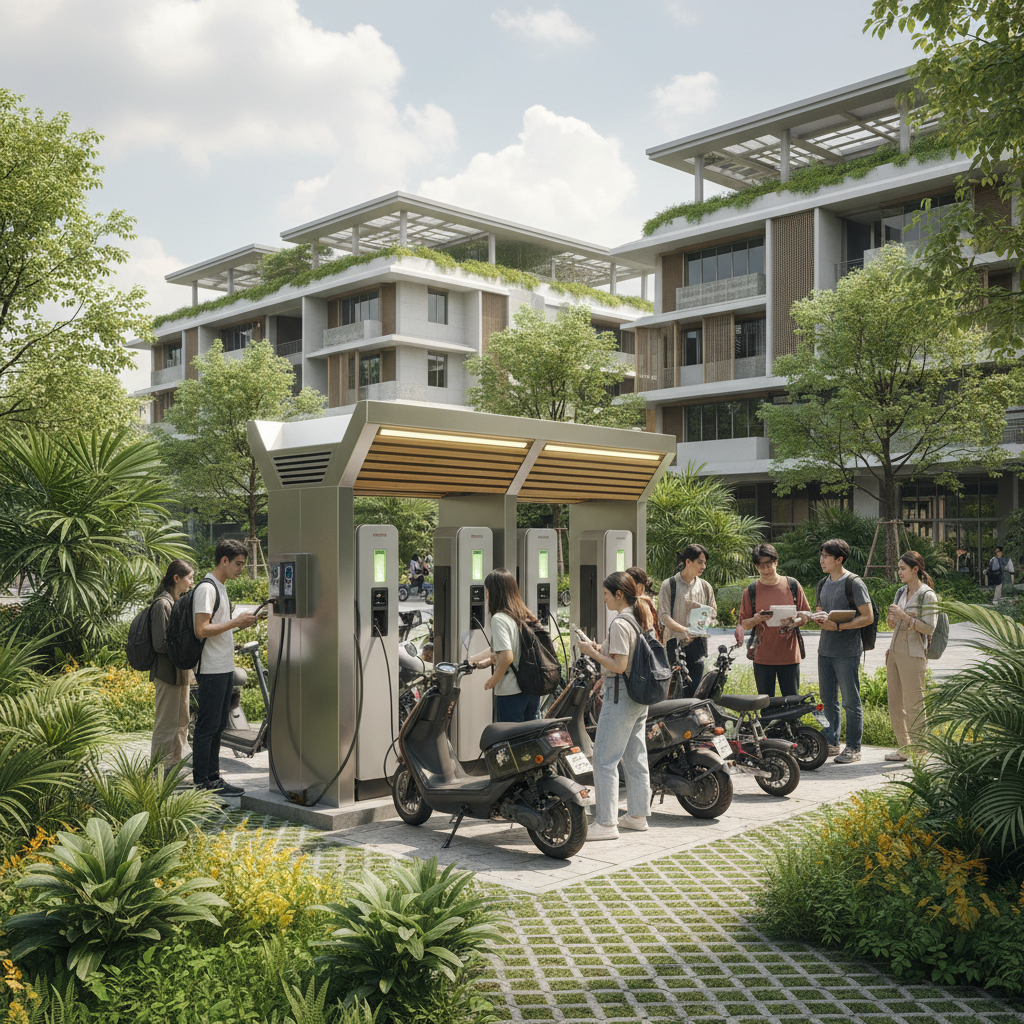 เทรนด์รักษ์โลก 2027! มหาลัยดันจุดชาร์จสกู๊ตเตอร์ไฟฟ้าฟรี - green-uni-ev-charging-trend