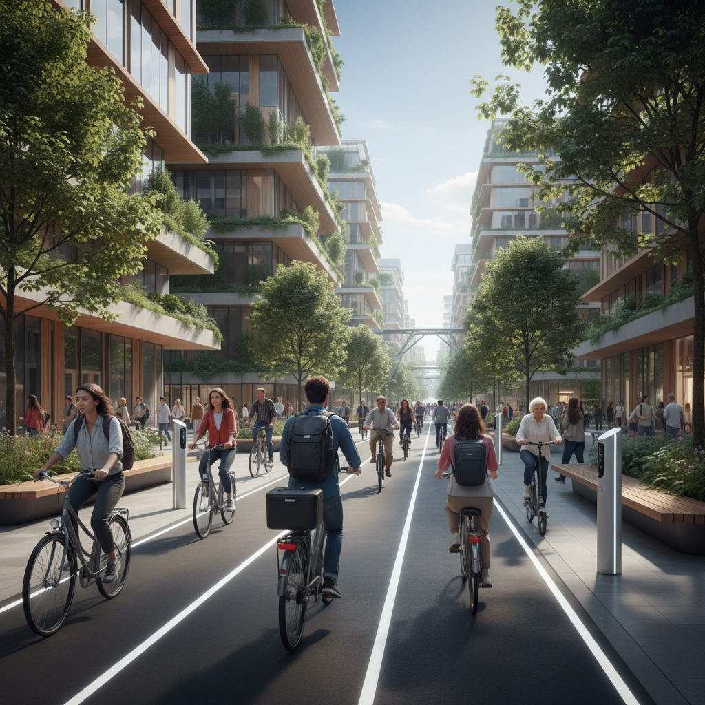 อนาคตเมืองอัจฉริยะ 2026: ดันเลนจักรยานหนุนใช้ E-Bike - smart-city-bike-lane-ebike