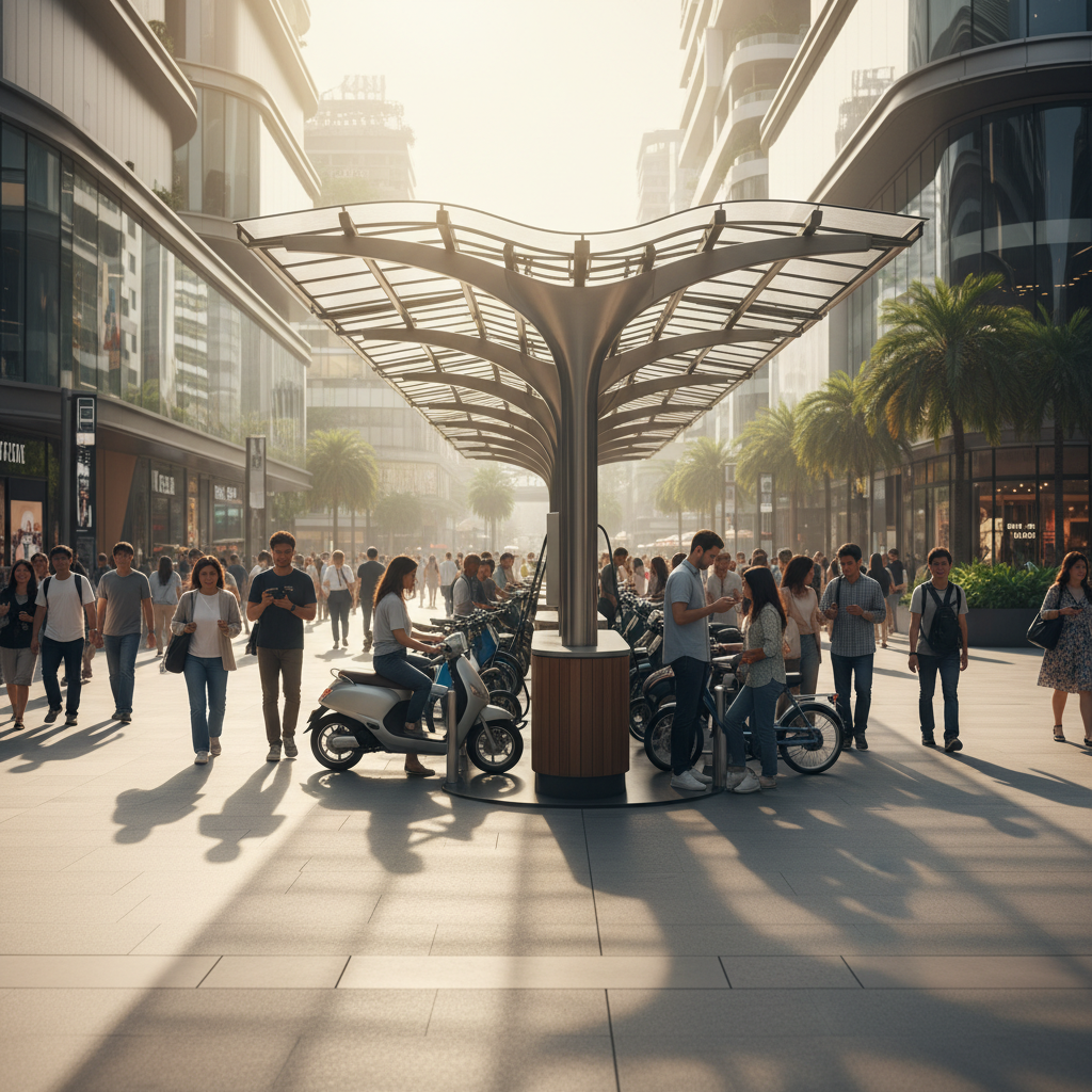 อนาคต EV 2027! ผุดเทรนด์จุดชาร์จ Solar Cell สำหรับ E-Bike - solar-cell-charging-ebike-trend