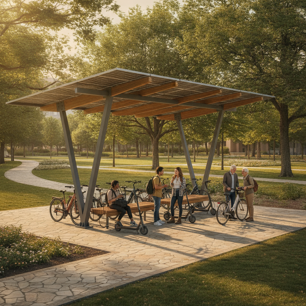 เทรนด์ EV ปลายปี 2026: จุดชาร์จ E-Bike โซลาร์เซลล์รักษ์โลก - solar-cell-ebike-charging-trend
