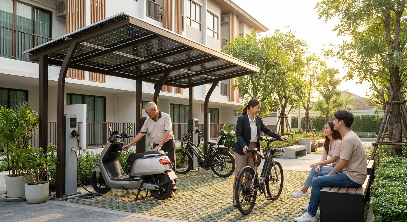 นโยบาย EV 2026: ดันโซลาร์เซลล์ชาร์จ E-Bike ลดค่าไฟ 100%