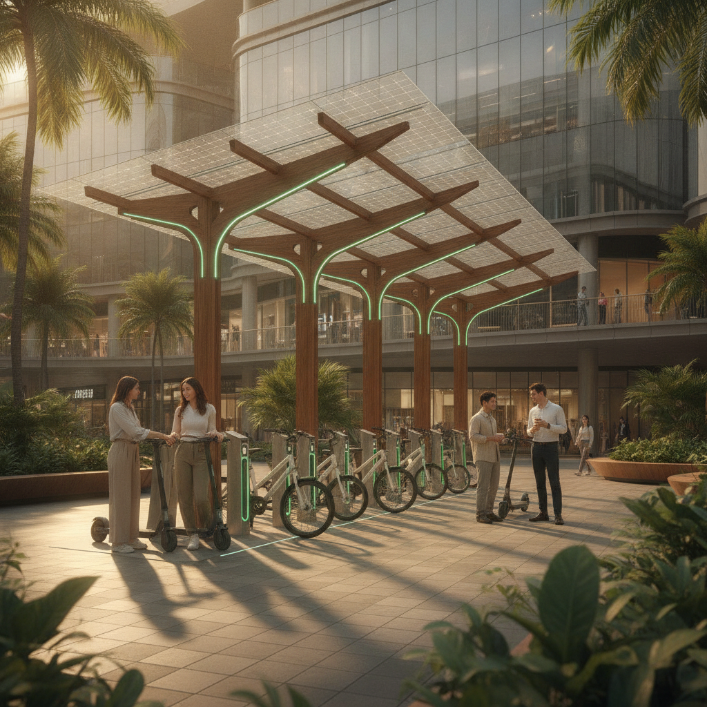 อนาคต EV 2027: เทคโนโลยีชาร์จ E-Bike ด้วยพลังงานแสงอาทิตย์ - solar-charging-ebike-ev-trend