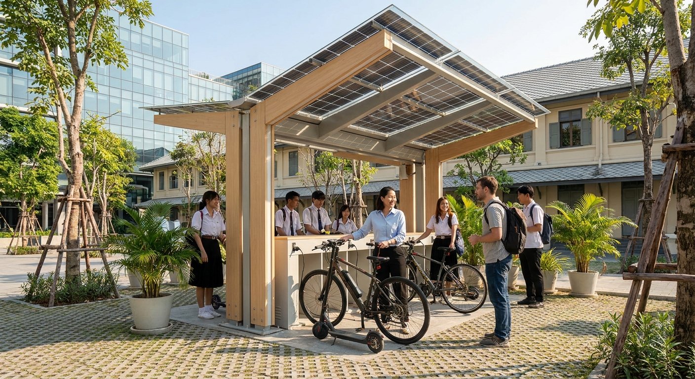 คาดการณ์ปี 2027: รัฐเตรียมผุดสถานีชาร์จ E-Bike พลังโซลาร์