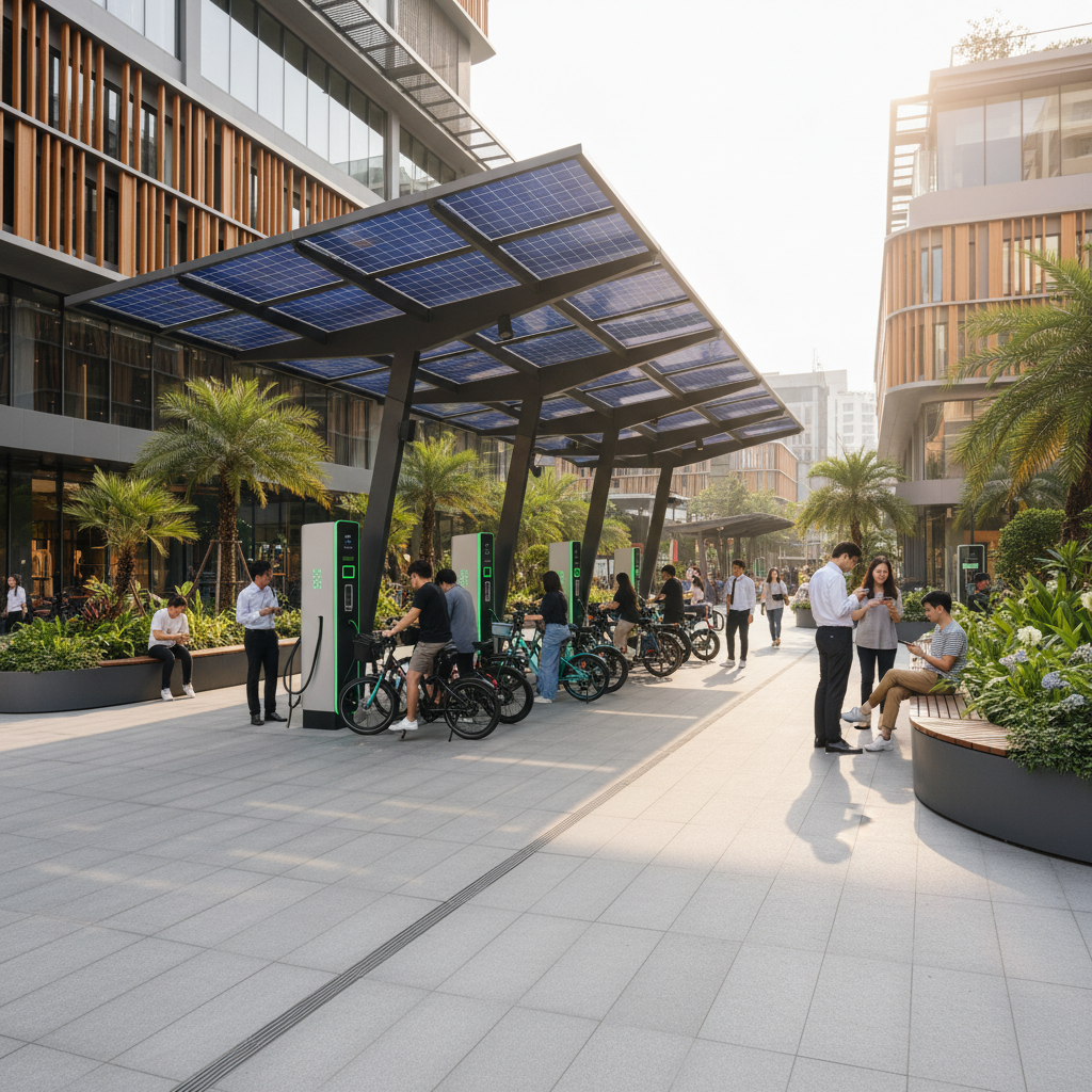 เทรนด์ 2026: สถานี Solar Charging สู่ยุค E-Bike พลังงานสะอาด - solar-charging-ebike-trend