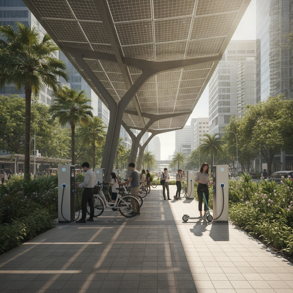 ส่องเทรนด์ Q3/2026! ผุดจุดชาร์จ E-Bike โซลาร์เซลล์ทั่วไทย - solar-charging-ebike-trend-2026